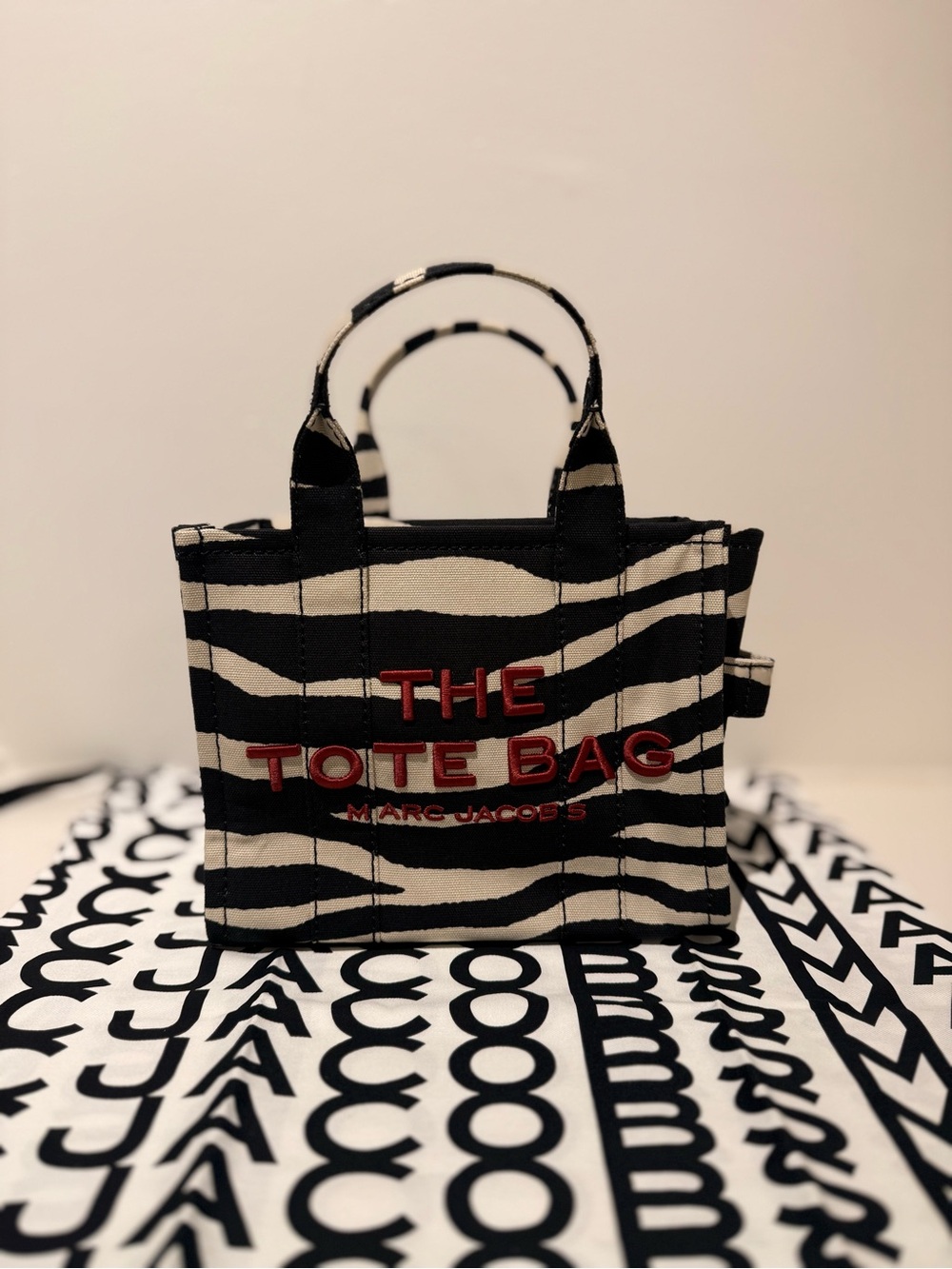 NWT Marc Jacobs small canvas zebra print the tote bag - black/ white